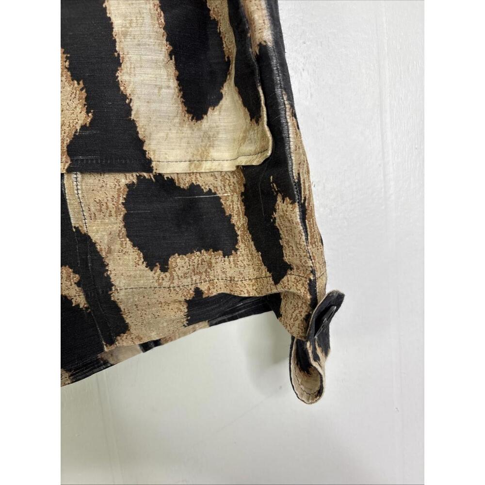 Ganni Shorts Womens 36 Small Linen Silk Leopard Lightweight Stretch Waist - Picture 3 of 9